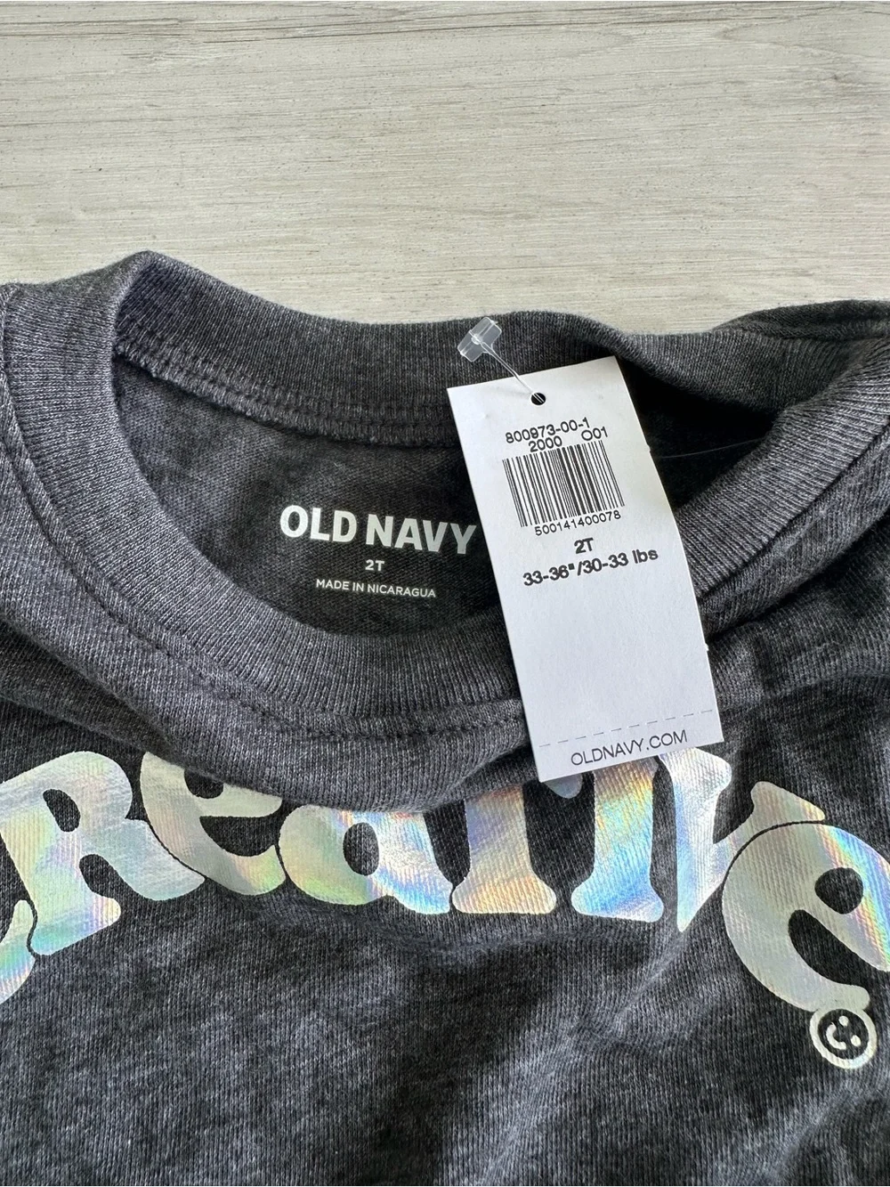 Old Navy Graphic Long Sleeve Tee Creative Gray Size 2T NWT